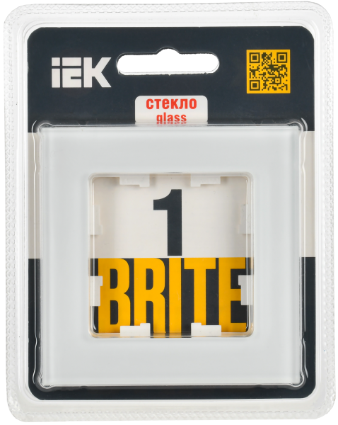 BRITE Рамка 1-мест. РУ-1-2-Бр стекло бел. матовый IEK