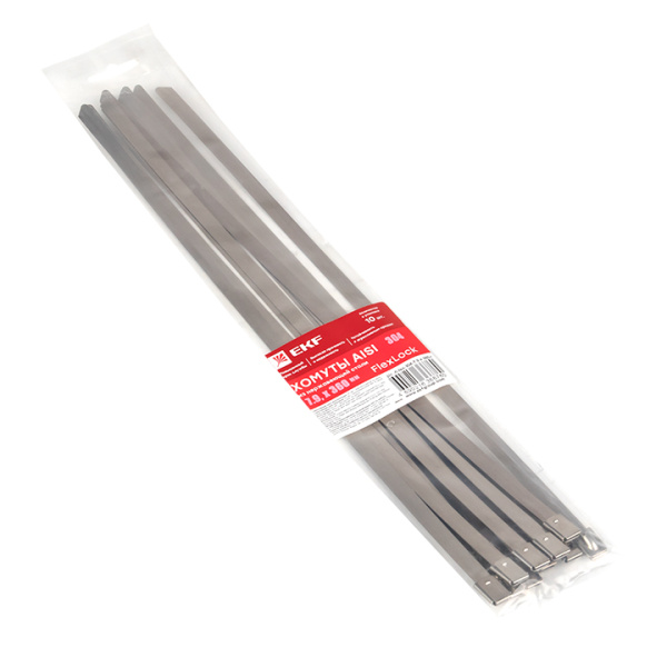 Хомут AISI 304 из нержавеющей стали, 7,9x360 (10 шт) FlexLock PROxima EKF