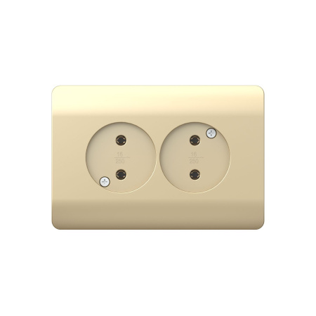 Розетка б/з со шторками двойная, 16А, шампань NEW3-E CHINT