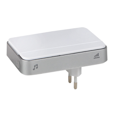 Звонок беспр, в розетку Classic (бел,-сер, 51 мелод, с индик, 4 ур)  EKF