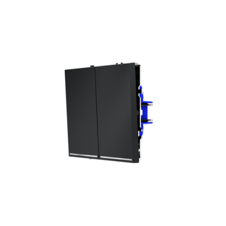 Выключатель встраиваемый Voltum S70 двухклавишный с подсветкой 10А, (графит)