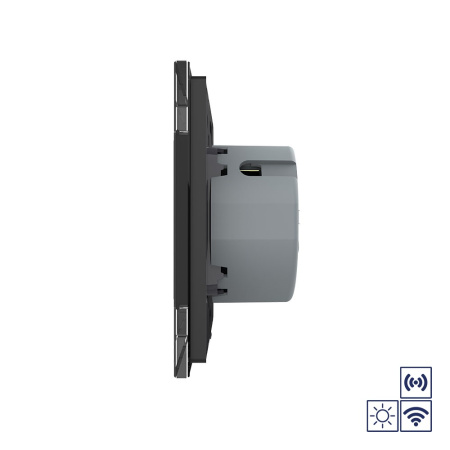 Сенсорный импульсный радиоуправляемый выключатель Quadro сухой контакт 1 клавиша Черный Livolo