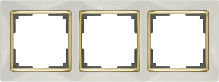 Snabb Рамка горизонт/вертик 3 пост . слоновая кость/золото IP20 Werkel