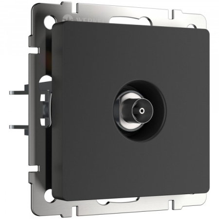Встраиваемые механизмы Розетка СУ TV проходная . черный матовый IP20 Werkel