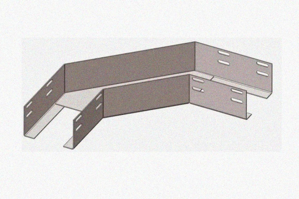 Лоток угловой замковый перфорированный КГЗ 150х150-135 УХЛ1 поворот на 135, горячее цинкование, S1,0
