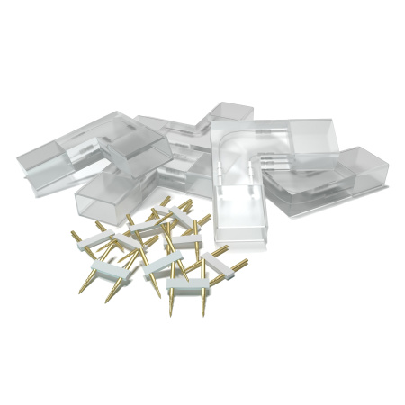 AC-05 Комплект коннекторов Г-образный для соединения светодиодной ленты 220В, smd2835, 120д/м, 5шт. (для арт. O17-07, O17-08, O17-09) OGM