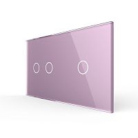 Панель для двух сенсорных выключателей, 3 клавиши (2+1), цвет розовый, стекло Livolo