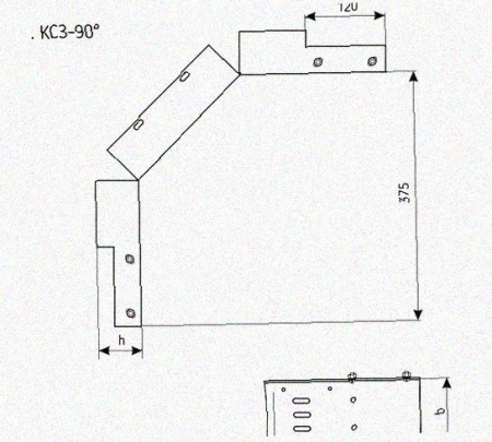 Лоток замковый перфорированный КСЗ 300х100-90 УТ1,5 для поворота трассы вниз на 90, горячее цинкование, S1,5