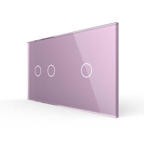 Панель для двух сенсорных выключателей, 3 клавиши (2+1), цвет розовый, стекло Livolo