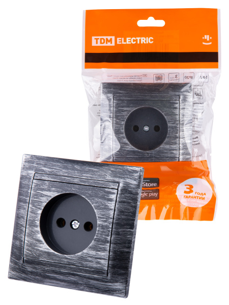 Розетка 2П 10А 250В старинное серебро "Лама" TDM Розетка 2П 10А 250В старинное серебро "Лама" TDM