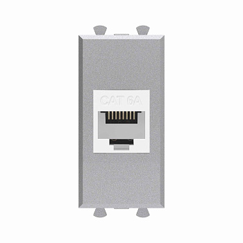 Компьютерная розетка RJ-45 без шторки модульная, кат.6А, "Avanti", "Закаленная сталь", 1 модуль DKC