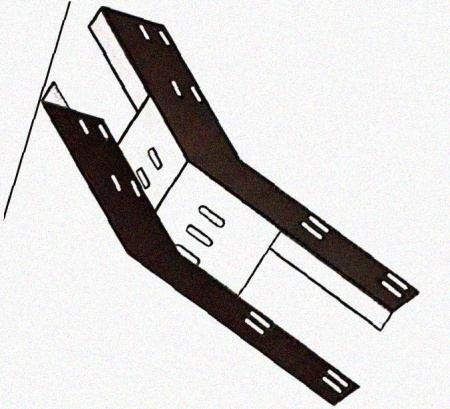 Лоток перфорированный КП 400х100-45 УХЛ1 для поворота трассы вверх на 45, горячее цинкование S1,5