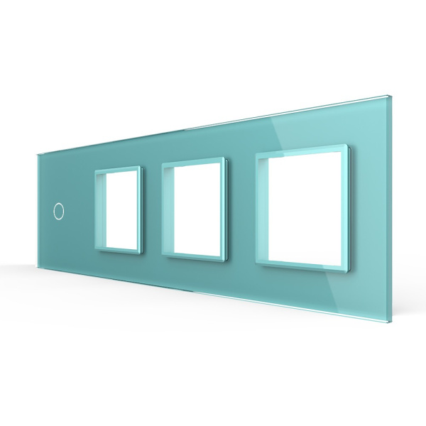 Панель для сенсорного выключателя и 3-х розеток, 1 клавиша, цвет зеленый, стекло Livolo