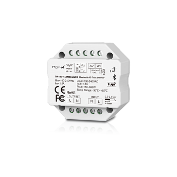Donel Triac Диммер BT+RF+Push, AC 230В 1 канал.1.5А, макс.мощность LED 200Вт, Push-Dim, серия:DDIM