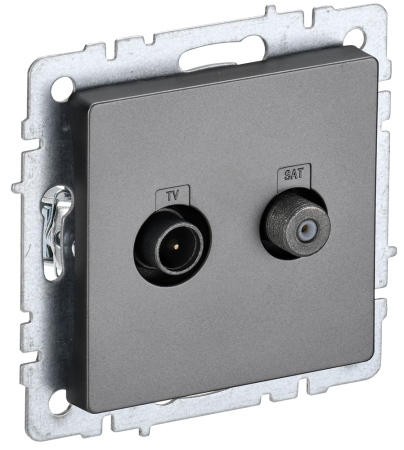 BRITE Розетка двойная TV+SAT РТВ/РСп12-БрС сталь IEK