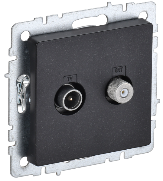 BRITE Розетка двойная TV+SAT РТВ/РСп12-БрЧ черный IEK