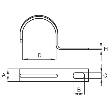 Держатель оцинкованный односторонний, д.25мм с крепежным отверстием 6,5х5 мм DKC
