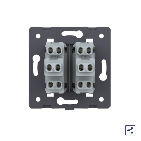 Двухклавишный проходной механический выключатель, цвет зеленый (механизм) Livolo