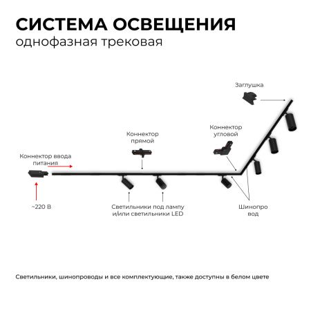 25-02 Светильник светодиодный, трековый, однофазный, 10Вт, 230В/50Гц, 800лм, 4000К, 35°, IP20, Φ52х105х160мм, черный, алюминий, с адаптером Apeyron