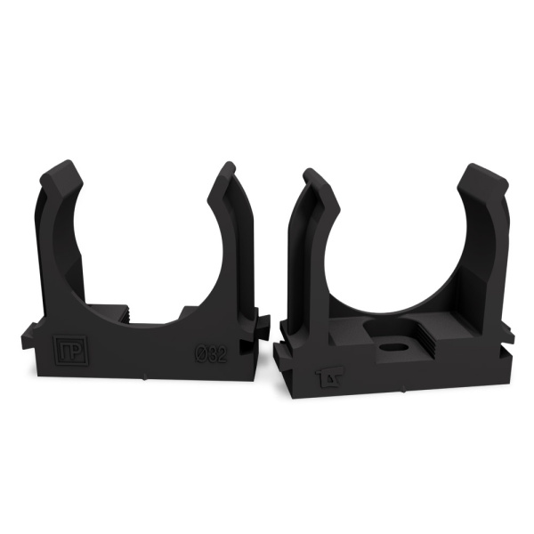 Крепеж-клипса для труб для прямого монтажа черная в п/э d32 мм (25шт/500шт уп/кор) Промрукав