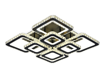 Светильник потолочный светодиодный с пультом FA1738/4+4 BK/CH черный/хром 215W 3000K/4200K/6400K 720*720*120 (ПДУ РАДИО 2.4G) Ambrella Light