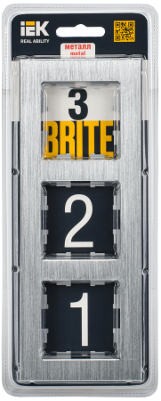 BRITE Рамка 3-мест. РУ-3-1-БрА металл алюм. IEK