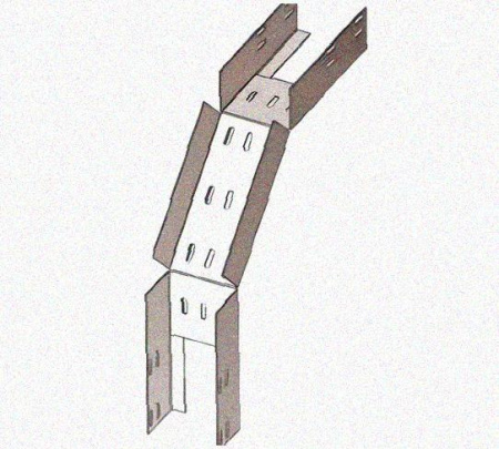 Лоток перфорированный КС 100х25-90 УТ1,5 для поворота трассы вниз на 90, горячее цинкование, S1,5