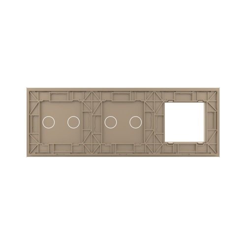 Панель для розетки и двух сенсорных выключателей, 4 клавиши (2+2), цвет золотой, стекло Livolo фото 4