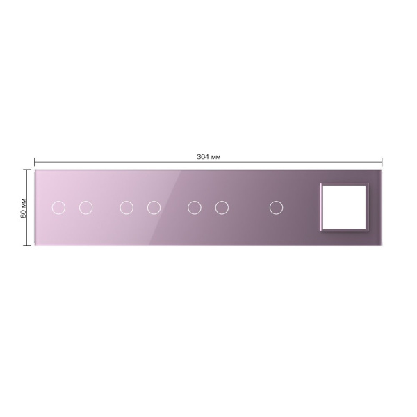 Панель для 4-х сенсорных выключателей и розетки, 7 клавиш (2+2+2+1), цвет розовый, стекло Livolo