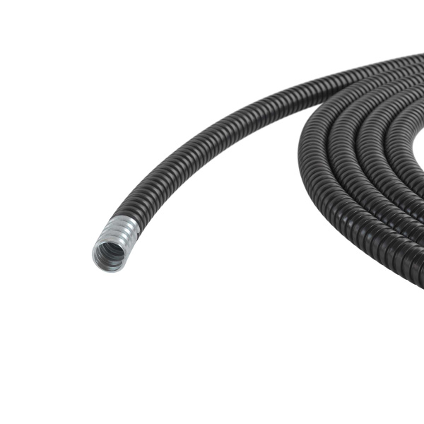 Металлорукав DN 10мм в герметичной ПВХ изоляции, Dвн 10,0 мм, Dнар 14,0, 50 м, цвет чёрный DKC