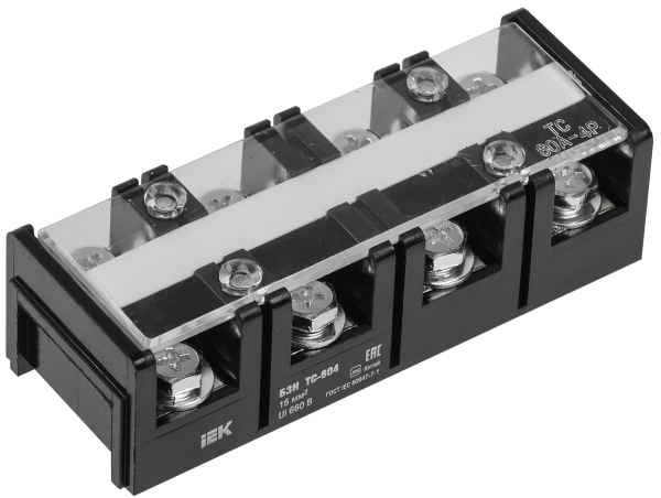 Блок зажимов наборный БЗН ТС-604 16мм2 60A 4 пары IEK