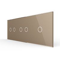 Панель для трех сенсорных выключателей, 5 клавиш (2+2+1), цвет золотой, стекло Livolo