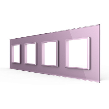 Рамка для розетки 4 поста, цвет розовый, стекло Livolo