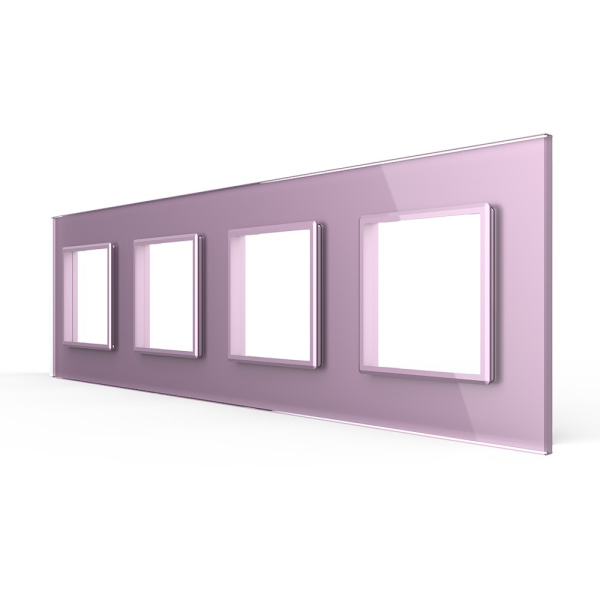 Рамка для розетки 4 поста, цвет розовый, стекло Livolo