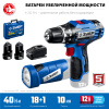 12В + LED фонарь, 2 АКБ (2Ач), в кейсе, дрель-шуруповерт, Профессионал. DL-121-22F ЗУБР