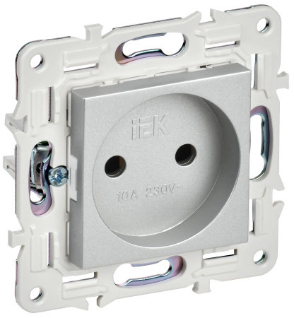 SKANDY Розетка без заземления без защитных шторок 10А SK-R02S серебряный IEK
