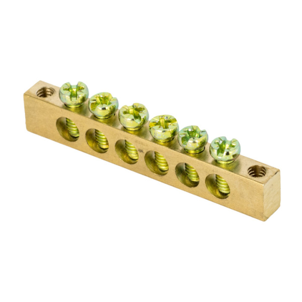 Шина PEN "ноль-земля" (6х9мм) 6 отверстий латунь крепеж по краям PROxima EKF