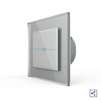 Сенсорный проходной выключатель Quadro 1 клавиша 1 пост Серый Livolo