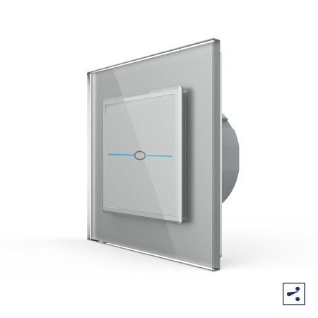 Сенсорный проходной выключатель Quadro 1 клавиша 1 пост Серый Livolo