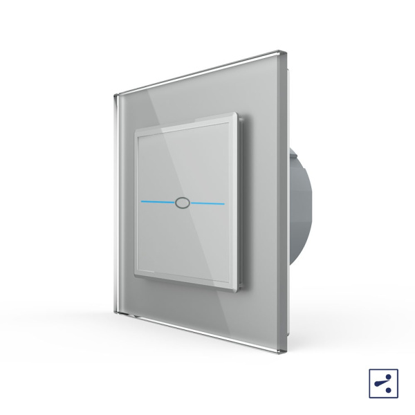 Сенсорный проходной выключатель Quadro 1 клавиша 1 пост Серый Livolo