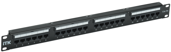 ITK 1U патч-панель кат.5E UTP 24 порта (Dual IDC) слайд лейбл