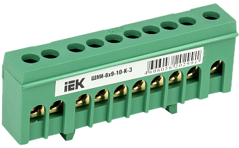 Шина PE "земля" в корпусном изоляторе на DIN-рейку ШНИ-6х9-10-К-З IEK