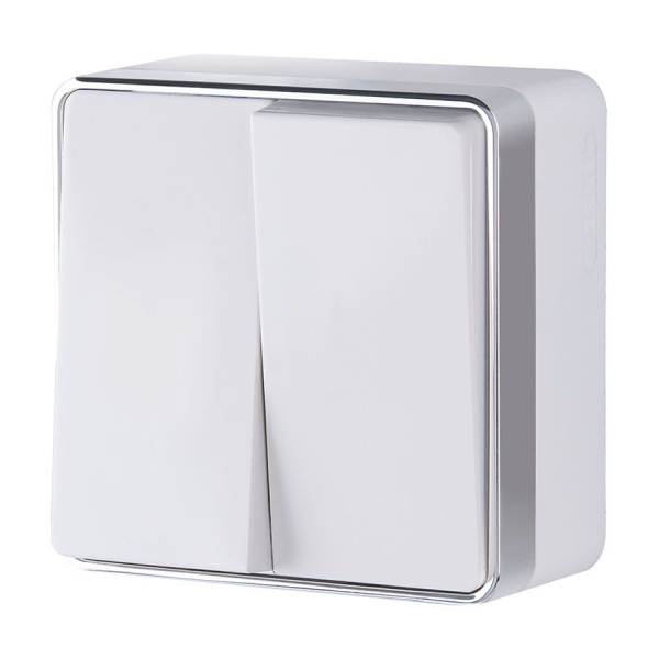 Выключатель двухклавишный (белый) Gallant ОУ IP20 Werkel