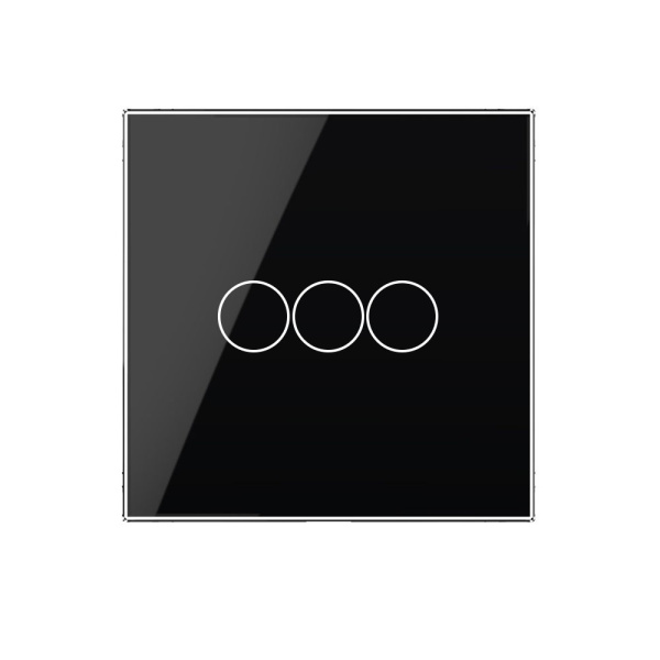 Трехклавишный сенсорный выключатель EU стандарт, 1 пост, цвет черный Livolo
