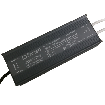 Donel, 200Вт,DC24В,8.33А, IP67, 215x71x35 мм, блок питания для светодиодной ленты,серия:DN8HF