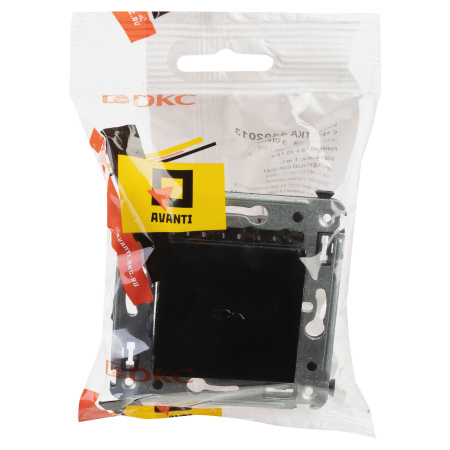 Розетка с крышкой в стену, 2P+E, с з/ш, "Avanti", "Черный квадрат" DKC