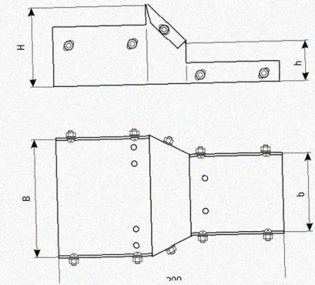 Лоток переходной замковый ЛПЗ 300х80-100х80 УТ1,5, оцинкованный лист, S1,0