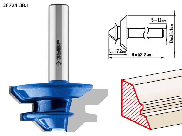 38.1x14 мм фреза кромочная для углового сращивания ЗУБР