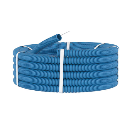 Труба ПП гибкая гофр. д.20мм, тяжёлая с протяжкой, 100м, цвет синий DKC