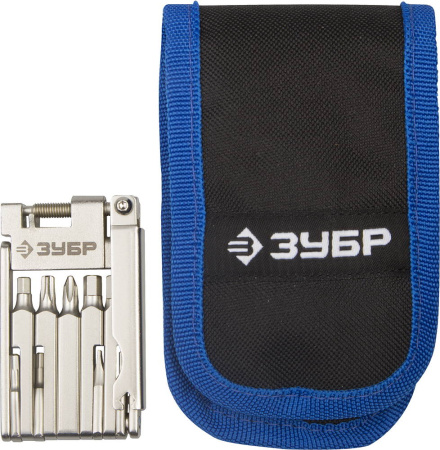 Набор "ЭКСПЕРТ для обслуживания велосипеда: складной мультитул 11-в-1,комплект для ремонта шин,16-в-1,в чехле ЗУБР